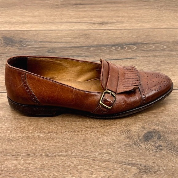 Bostonian Florentine Mens Size 8 Brown Leather Vintage Monk Strap Kiltie Loafers - Picture 5 of 10